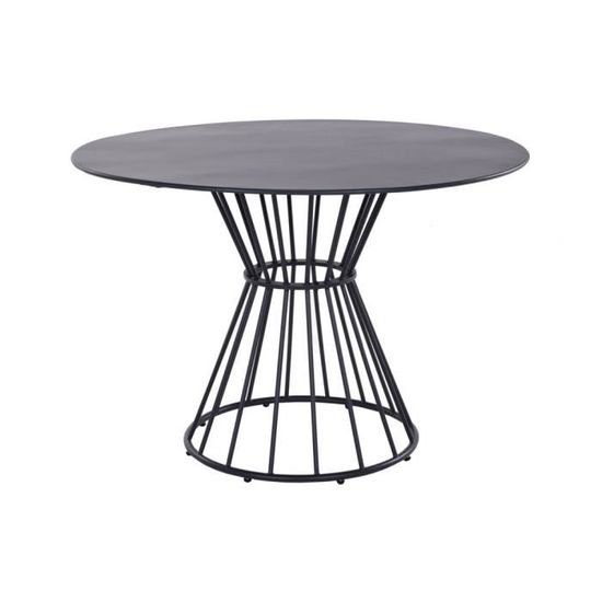 Table de jardin ronde Holland en acier - noir 110 cm - PROLOISIRS - Idéal pour les petits espaces - Contemporain