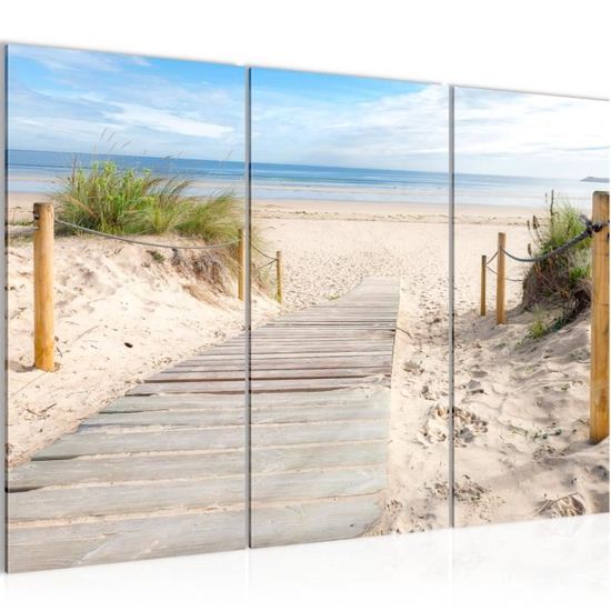 Tableau Toile Sur Cadre Visario - 120x80 Cm - Plage Soleil - Impression Numérique - Prêt à Accrocher