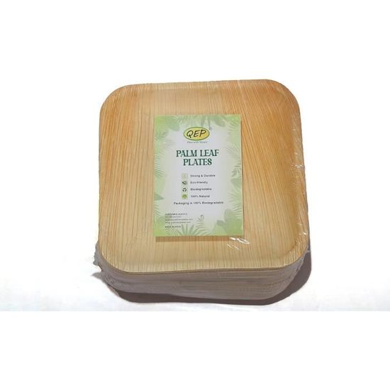 Assiettes Jetables En Feuille De Palmier GoBeTree - 25 Assiettes Carrées 25cm - Écologiques - Pour BBQ, Fêtes