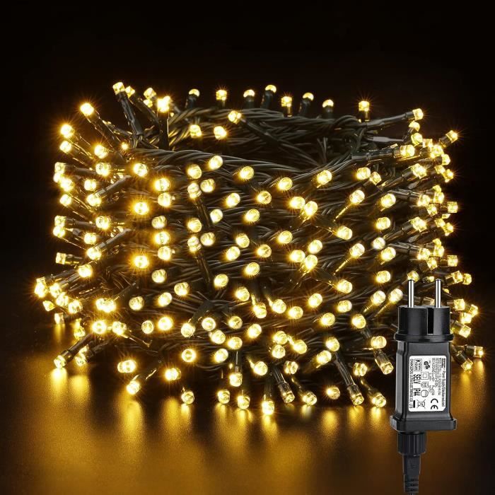 Guirlande lumineuse 200 LED avec télécommande 10m lumière blanc-chaud  fonction timer 8 modes IP44 polyvalente noël fête - Cdiscount Maison