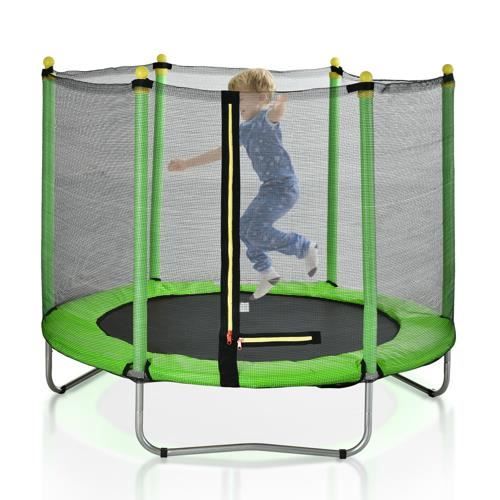 Trampoline d'extérieur rond pour enfant avec filet de sécurité-60 pouces-Diamètre de 150 cm-Vert