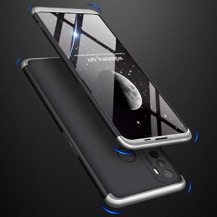 Coque OPPO A53 2020-A32 2020,Luxe 3 In 1 Protection Intégrale 360° Antichoc Coque de Téléphone Argent