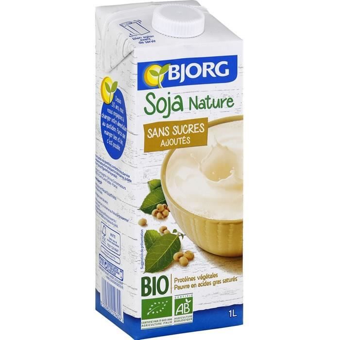 LOT DE 9 - BJORG : Boisson bio à base de Soja Nature sans sucres ajoutés UHT 1 L