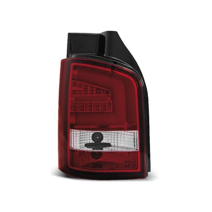 Paire feux led LTI VW T5 10-15 rouge blanc hayon
