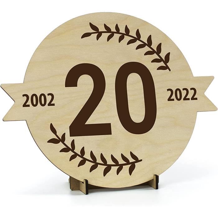 Carte Anniversaire 20 ans Bois. Idée cadeau grande carte kit decoration deco joyeux anniversaire