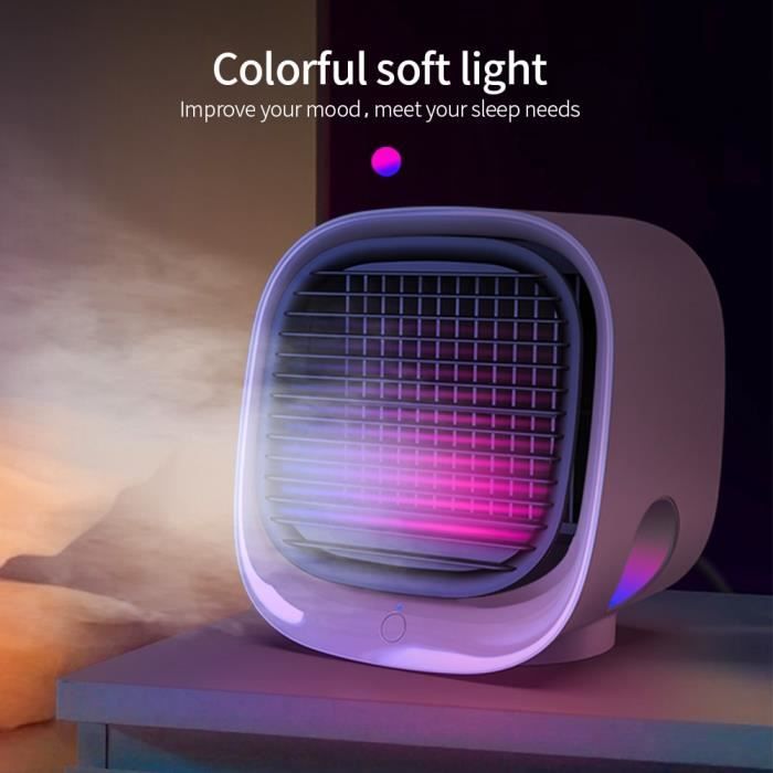 Climatiseur De Ventilateur USB Avec Lumière Colorée Pour La Maison Et Le Bureau