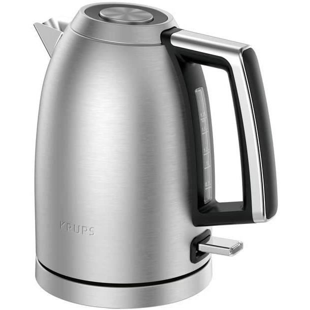 Krups Excellence 1.7 L Inox Bouilloire Electrique Bouilloire Sans Fil Base 360° Résistance Cachée Filtre Anti-Calcaire BW552D10