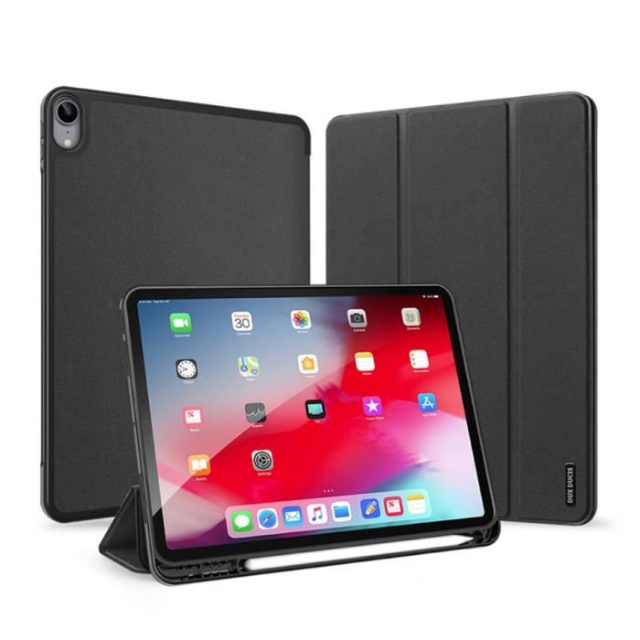 Coque pour iPad Air 4 10.9 Pouces 2020 avec porte-crayon ,PU Matériel Etui de Protection Housse avec Fonction Sommeil/Réveil ,Noir