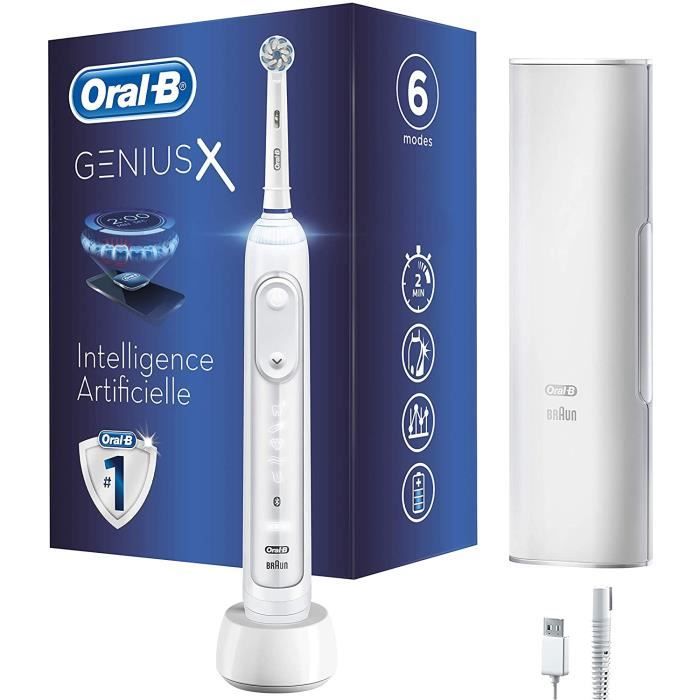 Oral-B Genius X - 20000N, Brosse à Dents Électrique Rechargeable, 1 Manche Premium Blanc avec Intelligence Artificielle, 1 Brossette