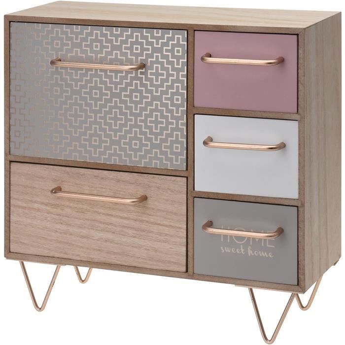 Commodes Gr8 Home Mini Commode en Bois avec 5 tiroirs de Style Shabby Chic-Maison de Campagne - Idéal pour Ranger des Bijo39