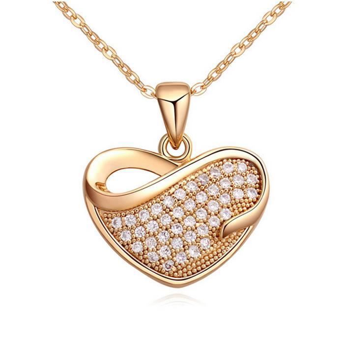 Collier pendentif cœur en cuivre pour Femmes Filles