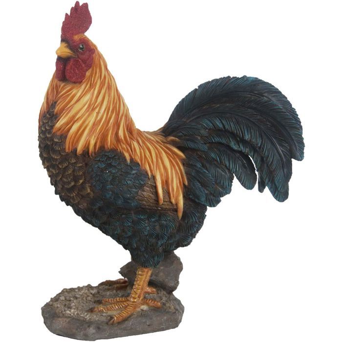 Coq debout en résine 20.3 x 10.4 x 24 cm