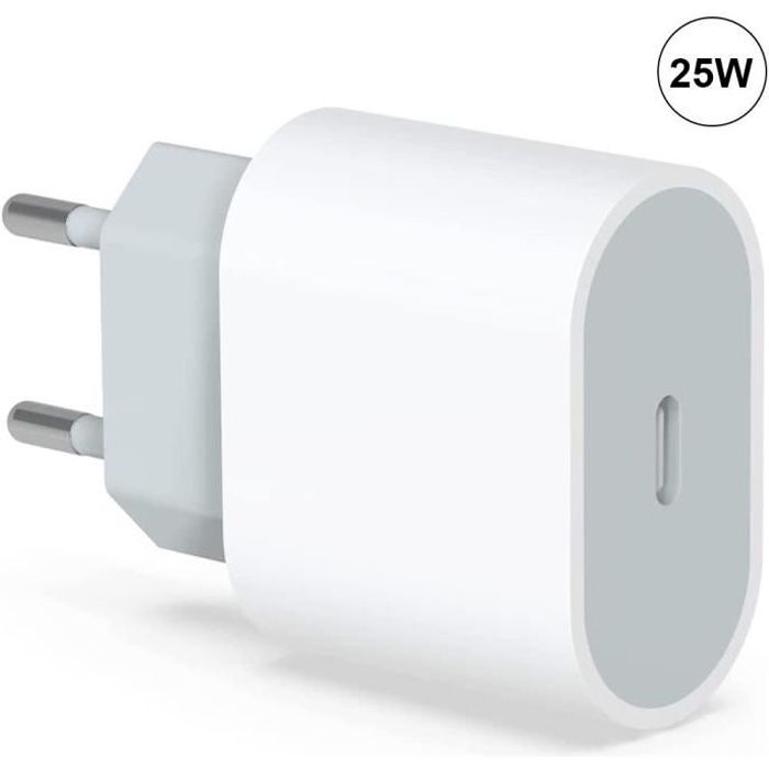 Chargeur Adaptateur 25W Rapide USB-C pour Samsung Galaxy Note 10+ Note 20 Ultra Note 20 - Blanc