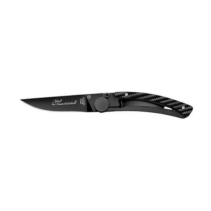 CLAUDE DOZORME Couteau pliant liner - Facon carbone lame noire