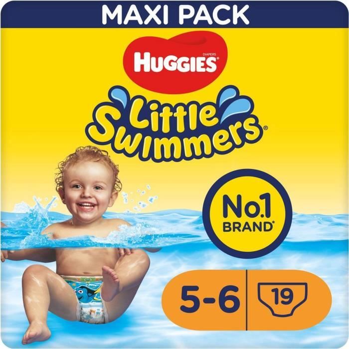 HUGGIES LITTLE SWIMMERS Maillot de bain jetable - Taille 5/6 ans - 12-18 kg - Le paquet de 19 maillots
