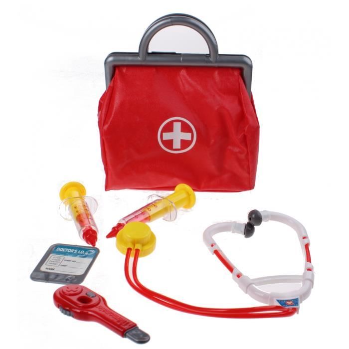 Johntoy Sac de médecin avec des accessoires 6 pièces