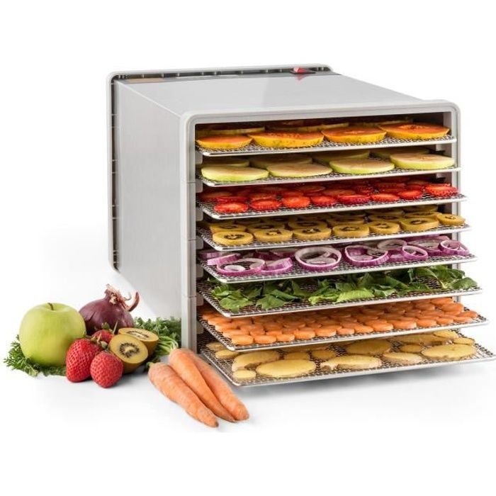 Klarstein Fruit Jerky Pro 8 - Déshydrateur alimentaire de qualité professionelle - puissance de 630W, 8 étages - acier inox