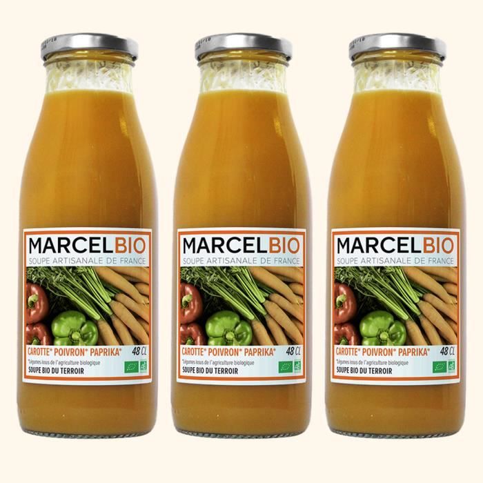 Marcel Bio - Soupe de Carotte Poivron Paprika Bio 48cl - Pack de 3