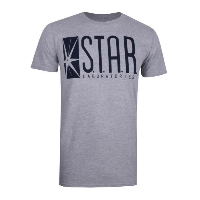 DC Comics T-Shirt Super Héros à Manches Courtes Pour Homme Motif Imprimé Laboratoires Star Labs - Gris