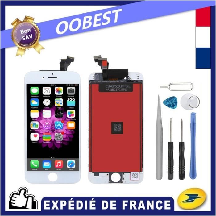 ECRAN IPHONE 6 LCD BLANC 4.7 + VITRE TACTILE CHASSIS (Envoie sous 24H de FR)