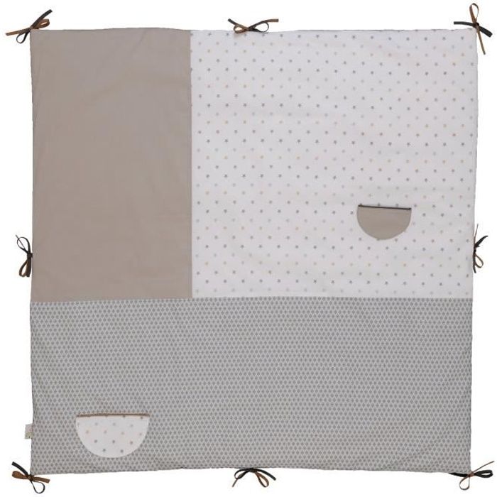 Fond de parc bébé coton LITTLE SWEET DREAMS 100x100 - Gris - P'tit Basile