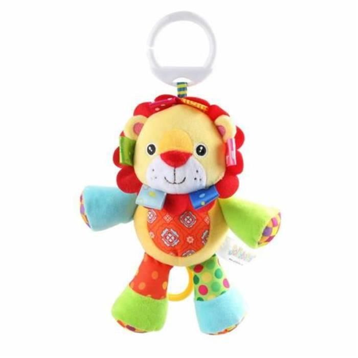 Mobile Musical Nomade Jouet en Peluche Doudou Animal Doux pour Lit Poussette Landau Couffin Berceau Bébé Fille Garçon lion