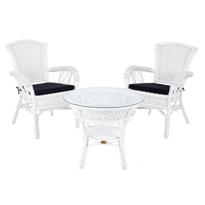 Ensemble terrasse ANDREA en rotin blanc - Rotin Design