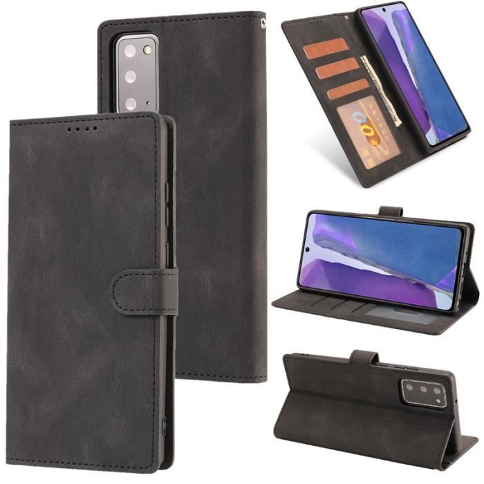 Étui Samsung Galaxy S20 FE (5G), Portefeuille à Rabat Porte-Cartes en Cuir Housse Protection Simple Ultra-fin Support, Noir