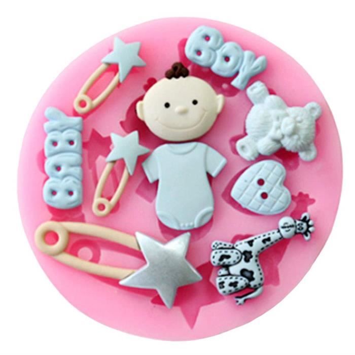 Silicone Mold Baby Baptême Thème, Pâte De Sucre Décoration Cake Pâtisserie Doux Céramique Résine Plâtre Porcelaine Moule