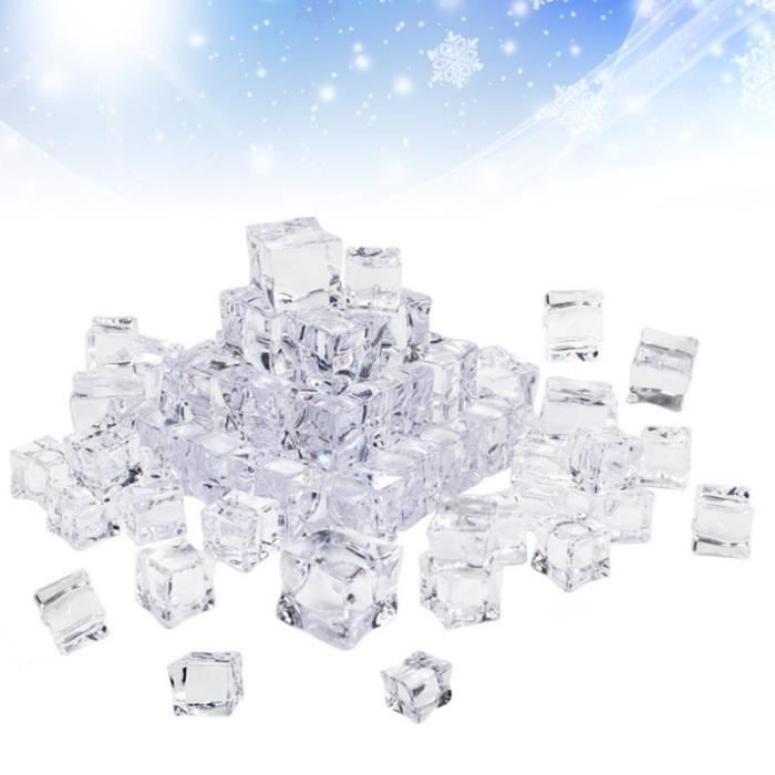 100Pcs 20mm Cube Square Shape Glass Luster Ice Cubes Fake Artificial Acrylic Crystal Clear Photography Props Kitchen FAUX GLACONS