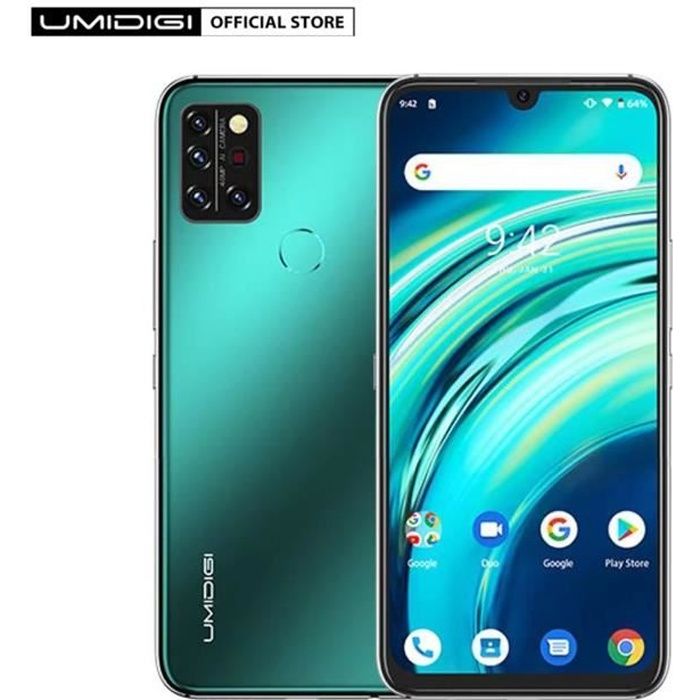 UMIDIGI A9 Pro Smartphone 4G 6.3'' Écran 4Go+64Go Android 10 Téléphone Portable Caméra Quad Sony 48MP Vert