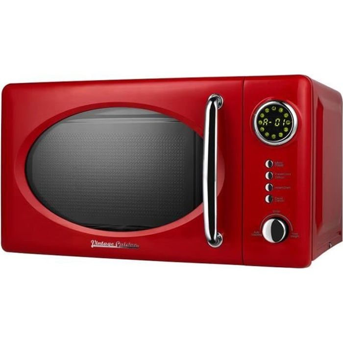 FOUR À MICRO-ONDES RÉTRO VINTAGE CUISINE AVEC AFFICHAGE - ROUGE