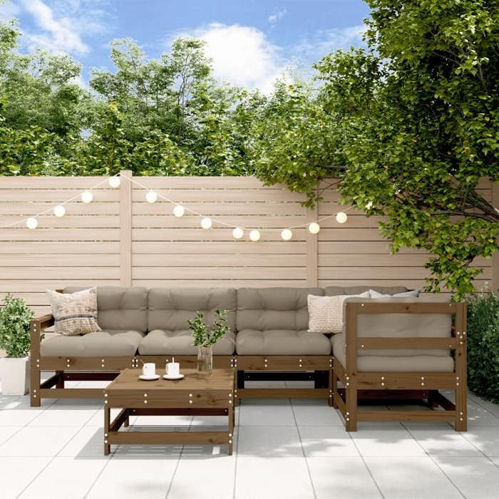 vidaXL Salon de Jardin 6 pcs Bois Miel - vue 2