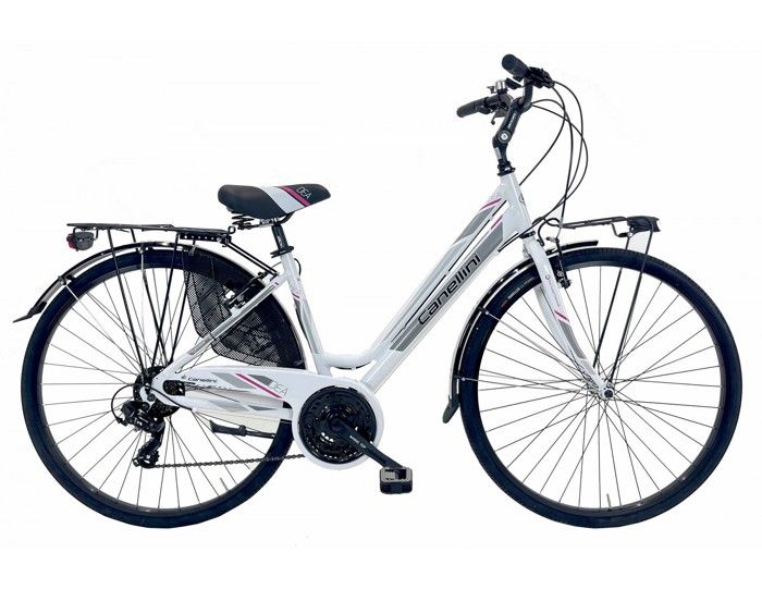 VTC Femme City bike Canellini DEA Aluminium 21v Blanc/Fuchsia