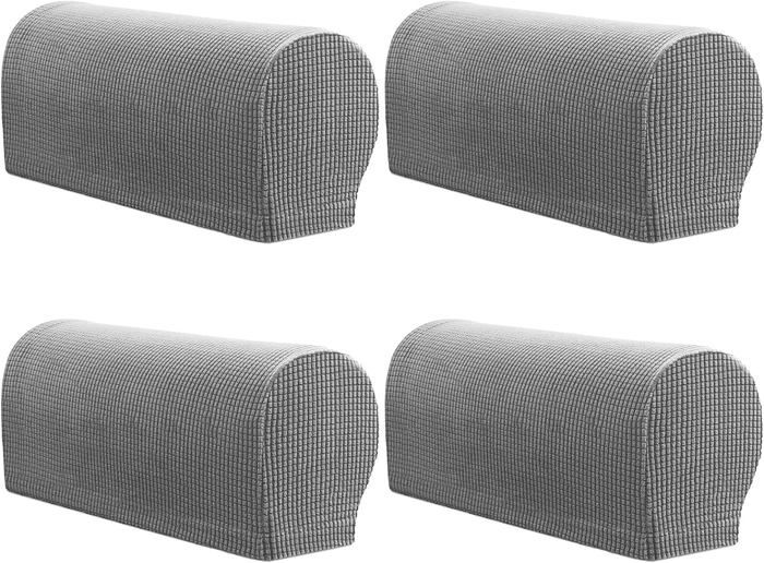 Housse Accoudoir Canapé Lot De 4 - Jacquard Beige, Extensible Antidérapant, Lavable - Protection Accoudoirs - 8