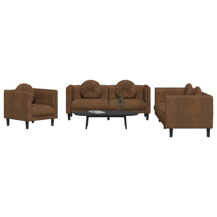 vidaXL Ensemble de Canapés 3 pcs avec Coussins Canapés avec Accoudoirs et Pieds Meubles de Salon Salle de Séjour Moderne 3209256