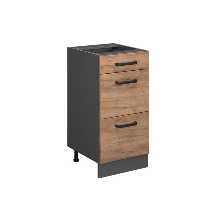 Meuble cuisine R-Line 40cm avec tiroirs sans PT Chêne de force doré/Anthracite Vicco 37824