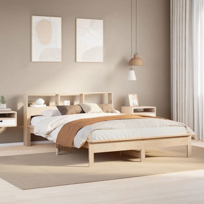 vidaXL Cadre de lit sans matelas 140x190 cm bois de pin massif sommier cadre de lit double cadre de lit en bois massif 3309740