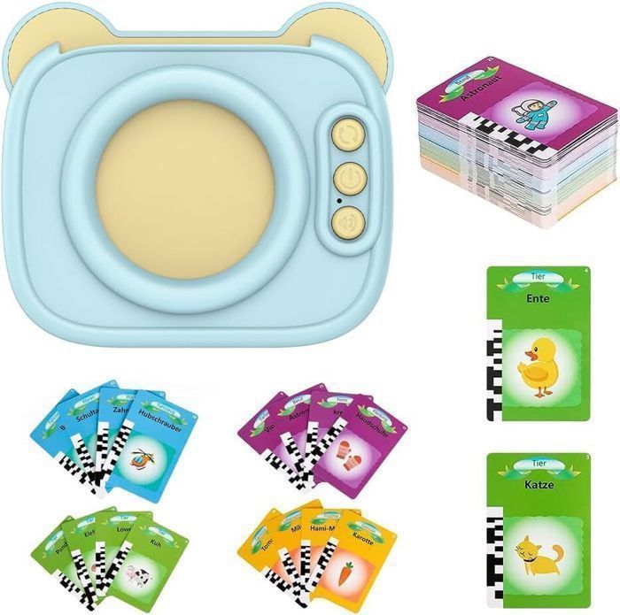 Winnrok 510 cartes éducatives à écouter en allemand avec 31 thèmes, cartes flash pour enfants, pour apprendre le vocabulaire, jeu Montessori, à partir de 2-3 ans, idée cadeau pour Pâques, rose