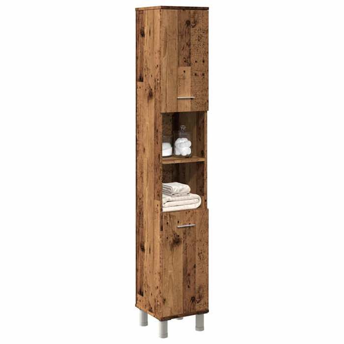 vidaXL Armoire de salle de bain vieux bois 30x30x179cm bois ingénierie armoire de rangement de salle de bain placard de 856140