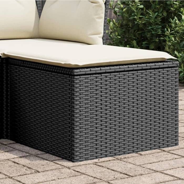 SALE 2025Repose-pieds de Patio - Tabouret de jardin avec coussin noir 55x55x37 cm résine tressée64 Kg 4211