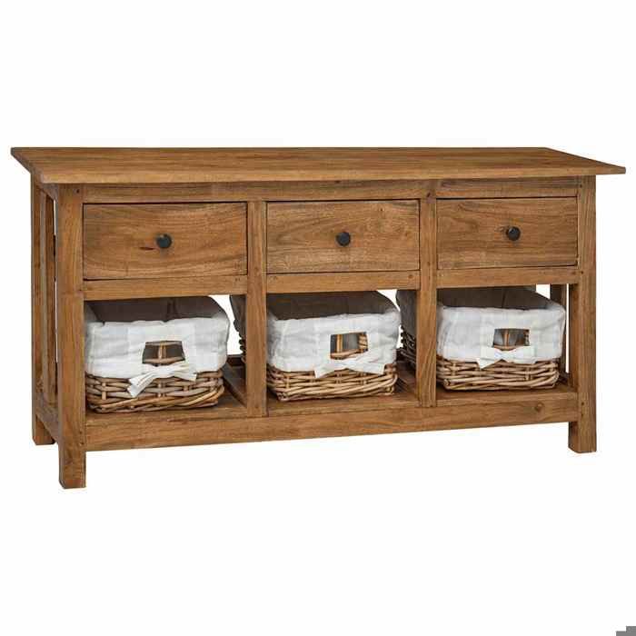 Clarence* Buffet - Bahut Meuble de rangementBois dacajou massif 100x30x50 cm &Europ2203858