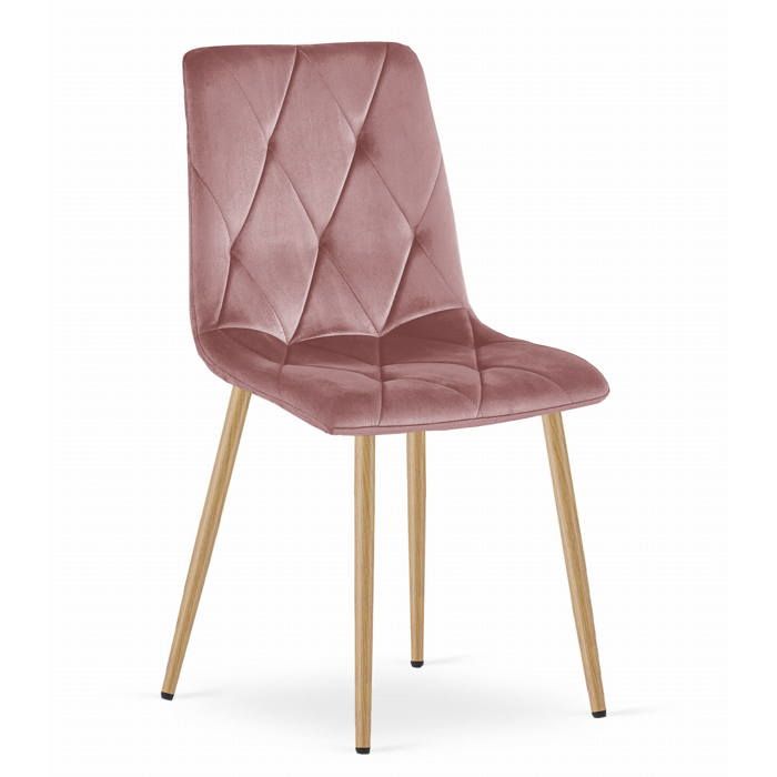 KOMODEE Chaise OLBIA - velours rose / couleur bois pieds x 1 44x89x40 cm KOMODEE Chaise OLBIA - velours rose / couleur bois pieds x 1 44x89x40 cm