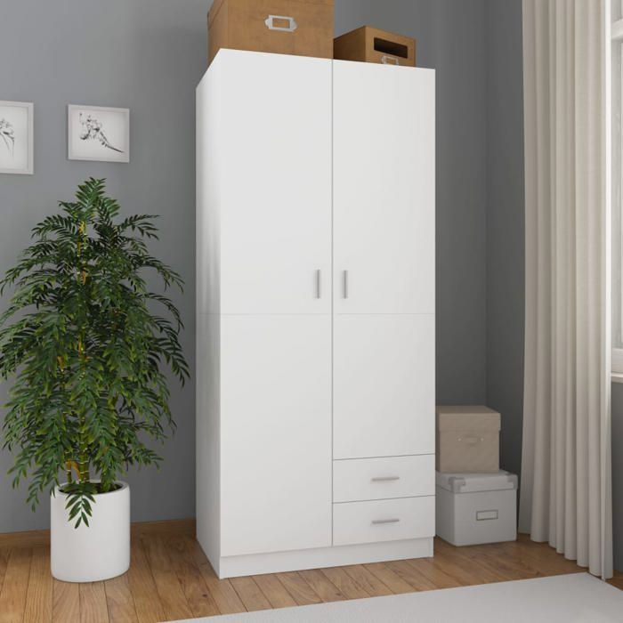 Prix bas - Garde-robe Armoire de Chambre Blanc 80x52x180 cm Bois d’ingénierie （978800089213)