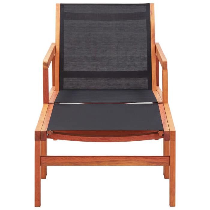 NEW 2025 Fauteuil de jardin - GKO - Anti-UV - et repose-pied Eucalyptus solide et textilène - size:60x835x775 cm @@4041