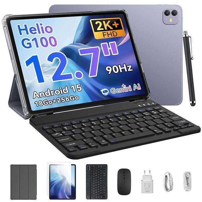 Tablette Tactile BLACKVIEW LINK8 12.72K90Hz18Go RAM+256Go ROM8400 mAh Android 15 Tablette Violetavec Clavier+Stylet+Souris