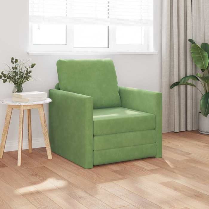 BEWI®Canapé-lit/Sofa Bed - 2 PERSONNES - clic-clac avec coussin Vert clair 74 x 77 x 81 cm Velours &FR75859