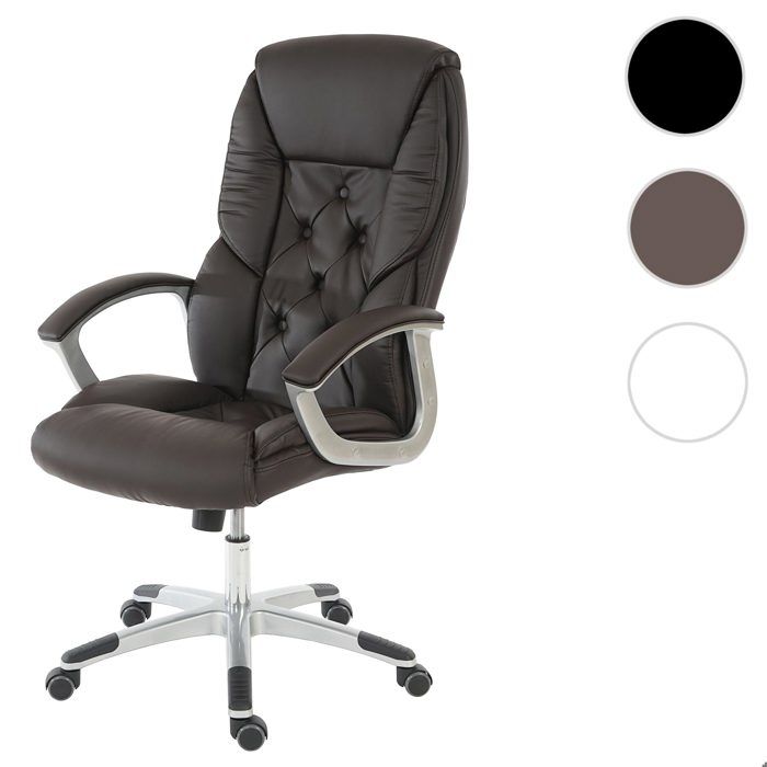 Fauteuil de bureau pro L42 XXL charge 150kg similicuir ~ marron