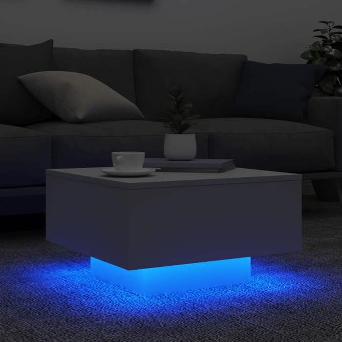 Black Month Petite Table Basse BURKE Table dAppoint avec lumières LED - blanc 55x55x31 cm - LL2751