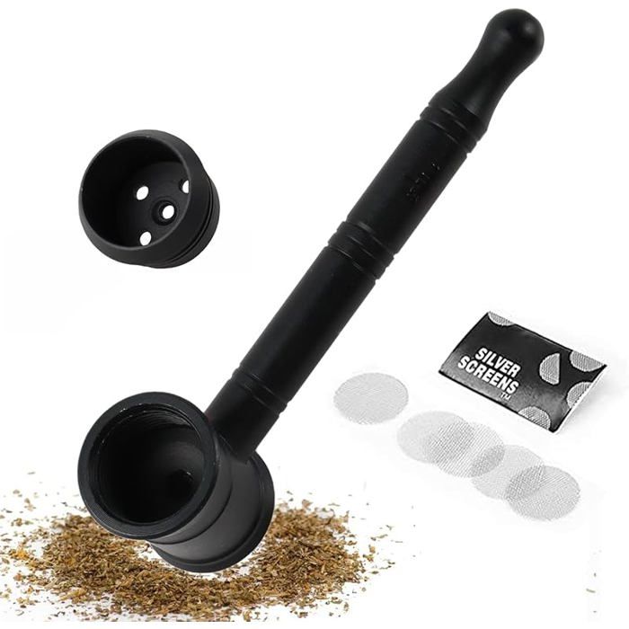 Mini Pipe à Tabac En Aluminium Noir Amovible - Portable, Avec étui, 20 Accessoires Inclus, Neuf Sous Emballage